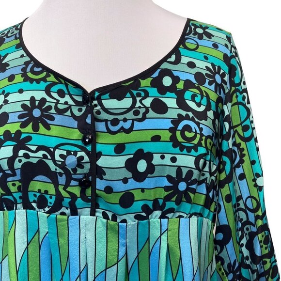 Bob Mackie Wearable Art Mod Silk Retro Funky  Ladies Blouse Size SMALL Bright - Picture 6 of 13